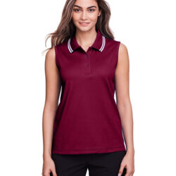 Women's CrownLux Performance® Plaited Tipped Sleeveless Polo Thumbnail